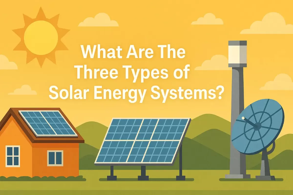 ¿Cuáles son los tres tipos de sistemas de energía solar ?