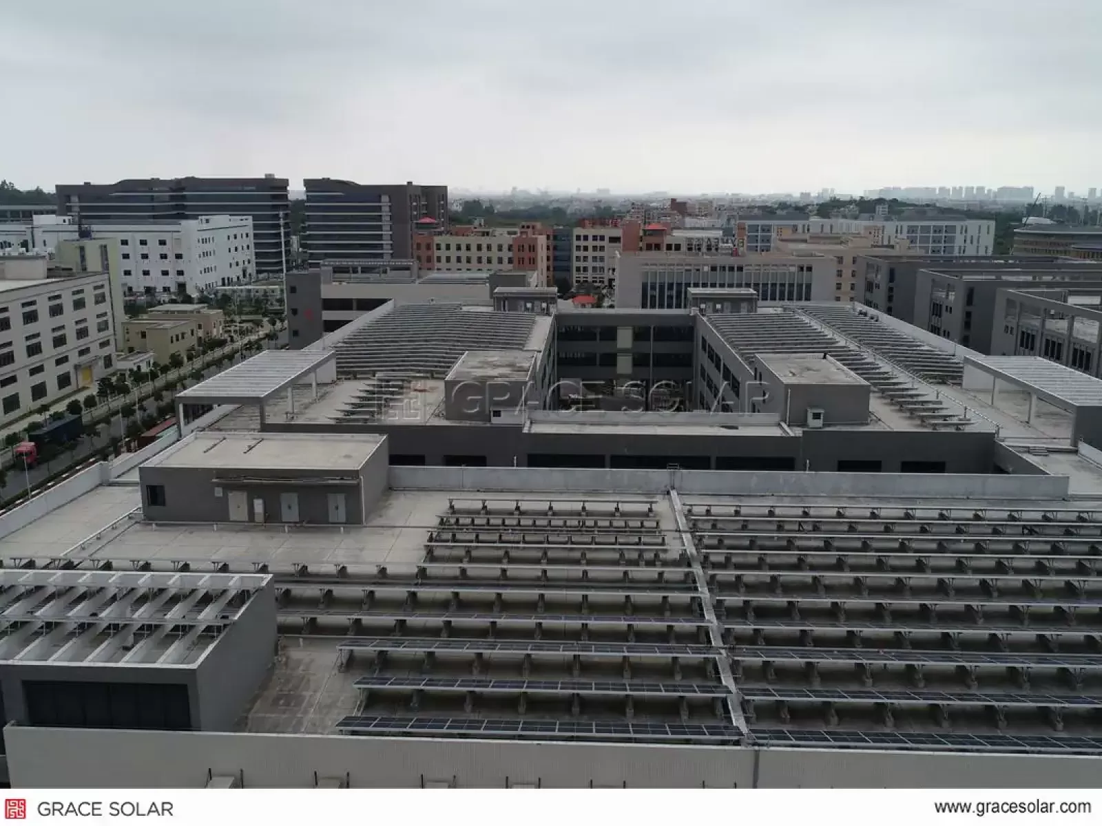 Grace Solar 880KW Rooftop Mounting System Panoramic Overview