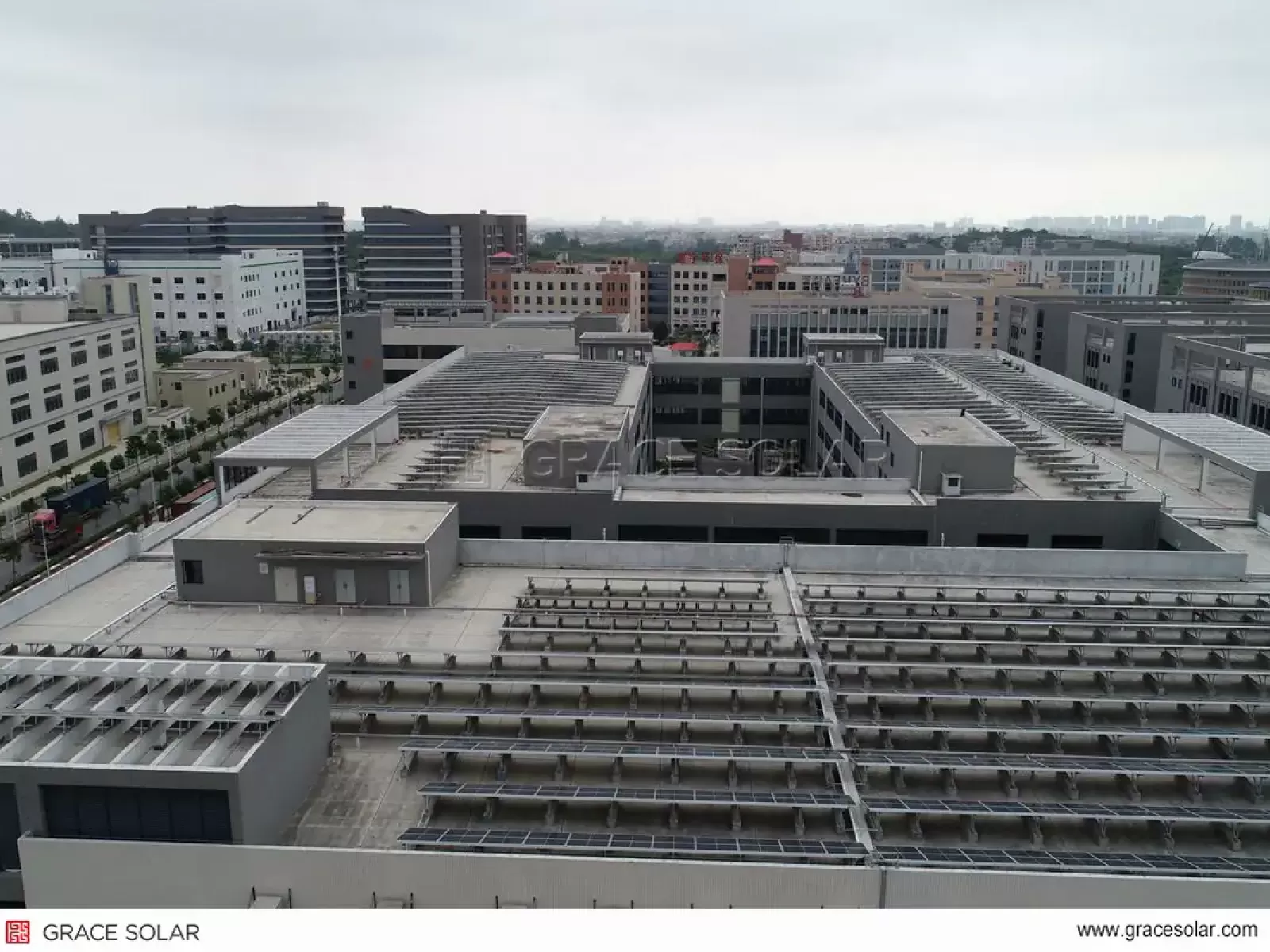 Grace Solar 880KW Rooftop Mounting System Panoramic Overview