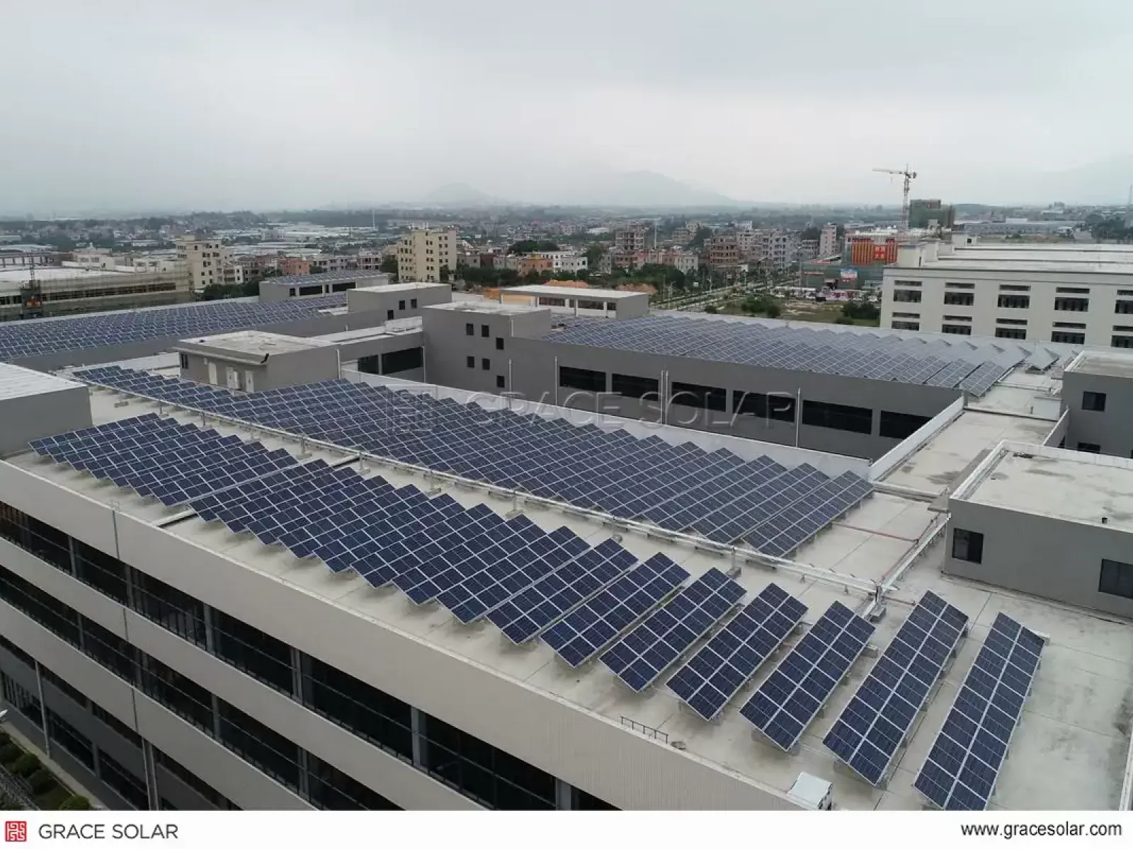 Grace Solar 880KW Rooftop Mounting System Panoramic Overview