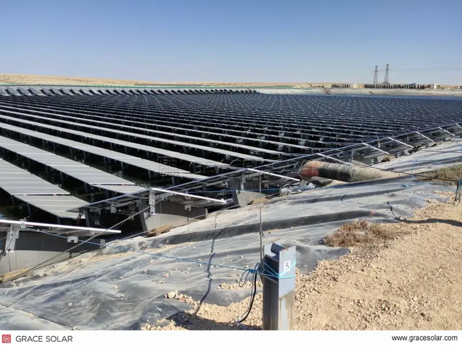 Grace Solar GS-Power Floating Array in Israel (10MW Panoramic View)