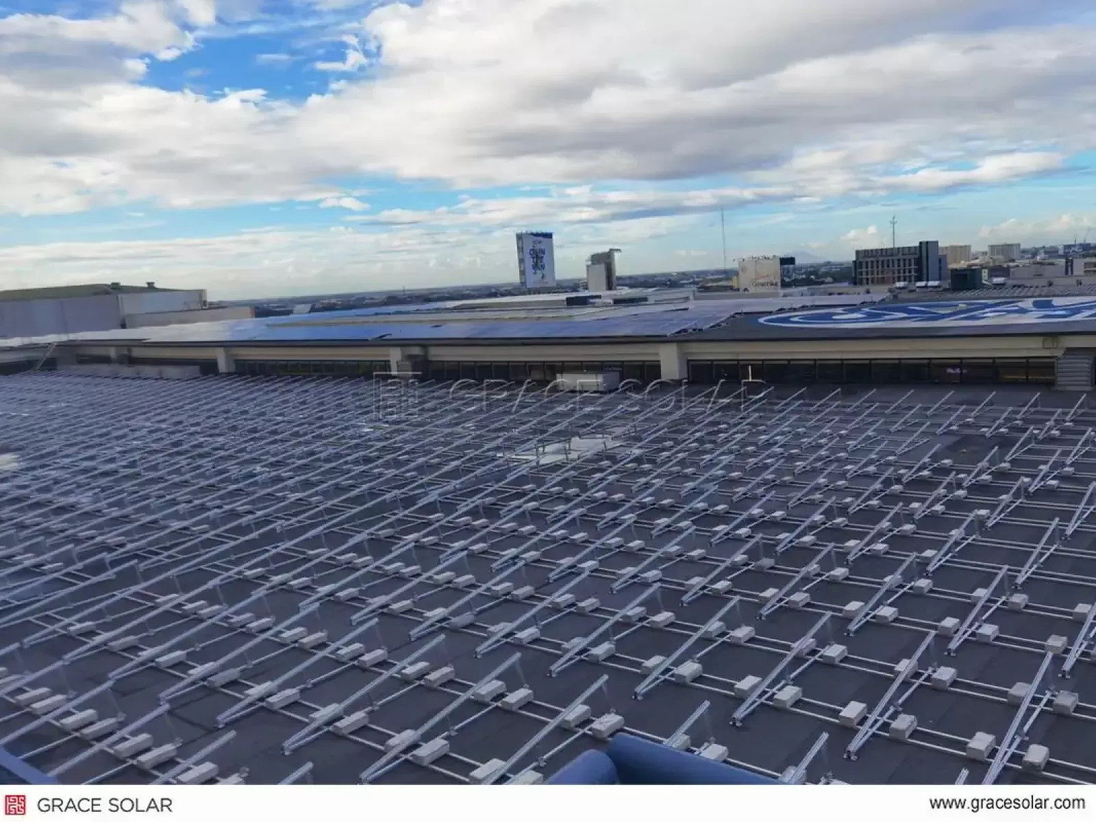 Grace Solar BAPV Ballast Mounting System Installed on SM Mall Rooftop