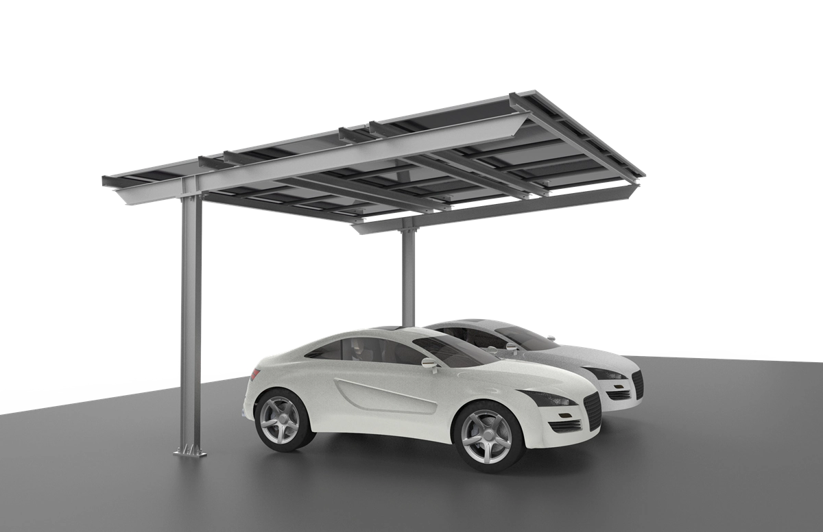 Single Column Solar Carport Mounting System with Carbon Steel Frame and Adjustable Tilt Angles