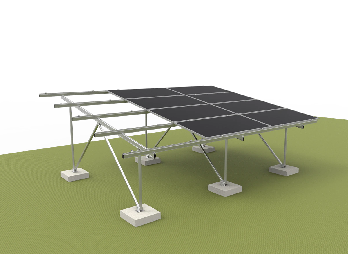 Aluminum Alloy Ground Solar Racking with Adjustable Tilt and Durable Foundation