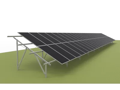 Double Column Piling Ground Mounting System - Portrait Placement ( Carbon steel )