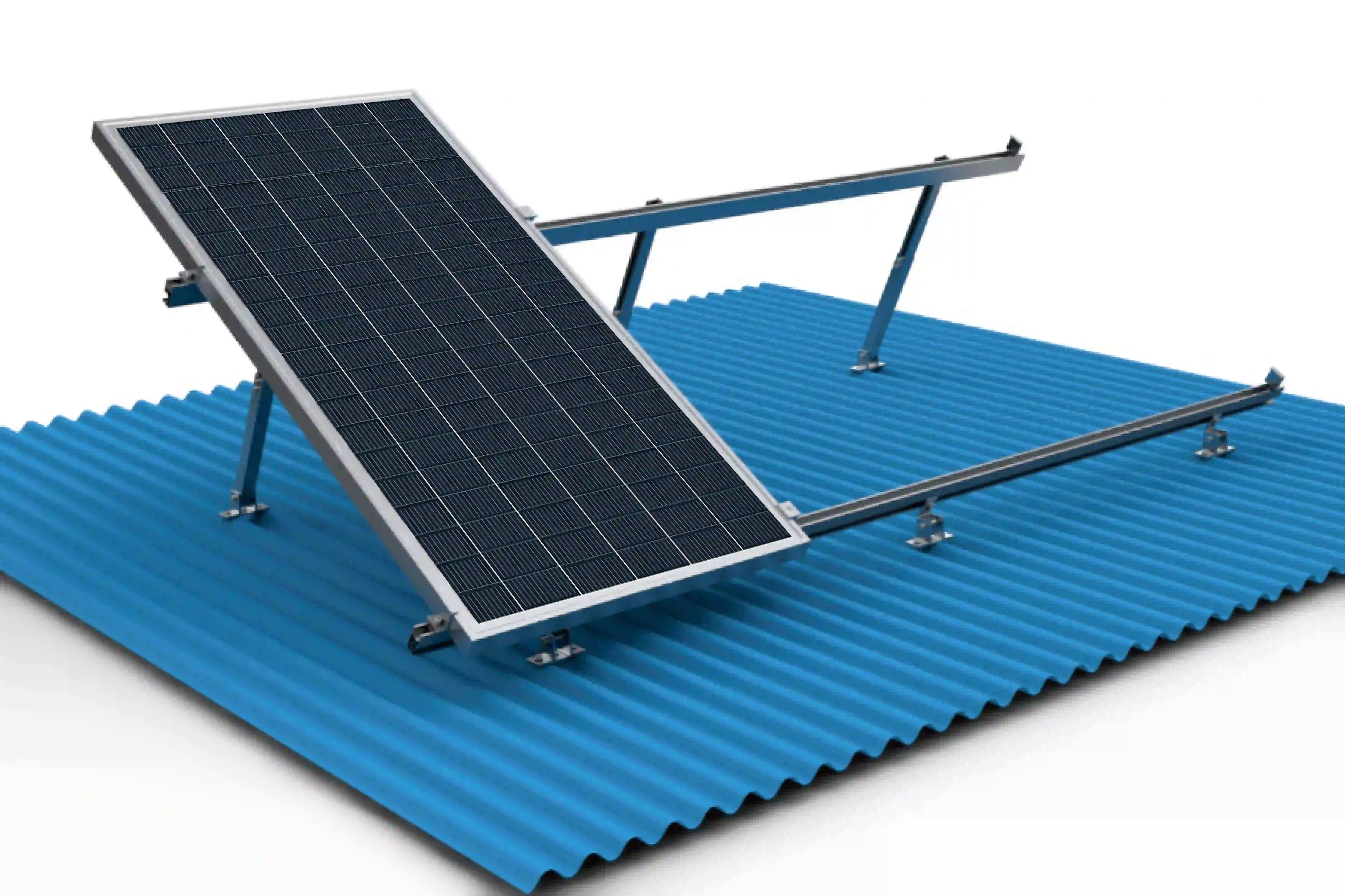 Adjustable Solar Mounting System on Metal Roof with 10-60° Tilt Brackets