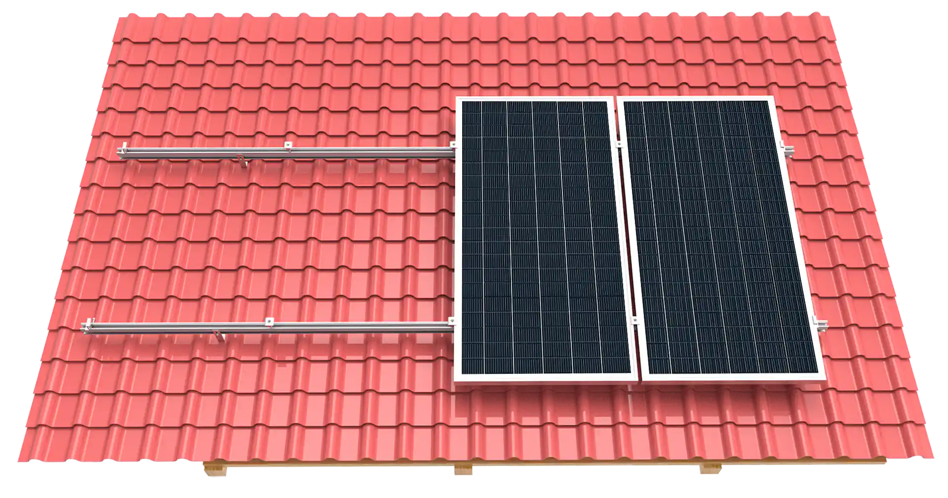Tile roof solar mounting system installation on asphalt shingle with stainless steel hooks
