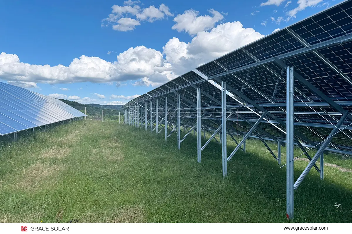 3MW carbon steel ground mount system installation in Bosnia with winter conditions