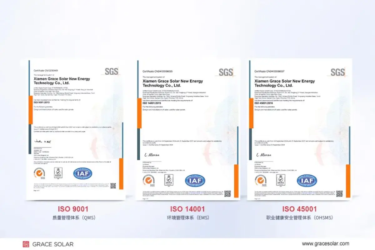 Grace Solar certifications and quality standards