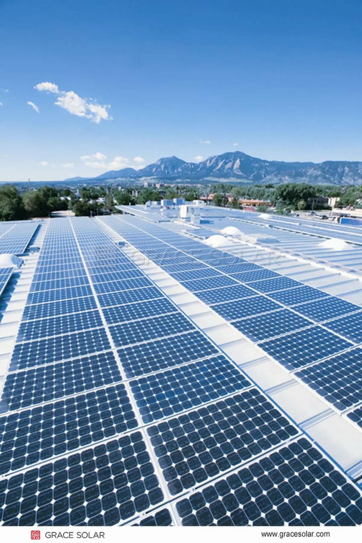 Detailed view of Grace Solar rooftop mounting connection points showing precision engineering and corrosion-resistant hardware