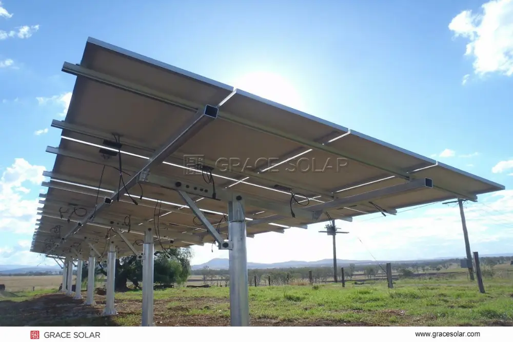 Close-up of the GS-Light smart solar tracker drive and adjustment mechanism