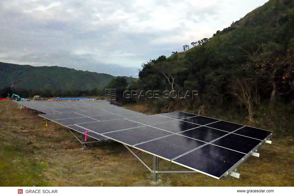 Grace Solar aluminum mounting system installation on Kochi mountainous terrain