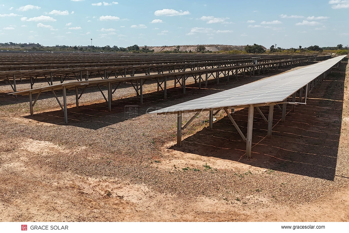 Congo solar project ground mount system side view detail